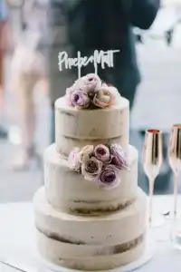 Wedding Cakes Perth Elegant Semi-Naked Cake With Purple Florals