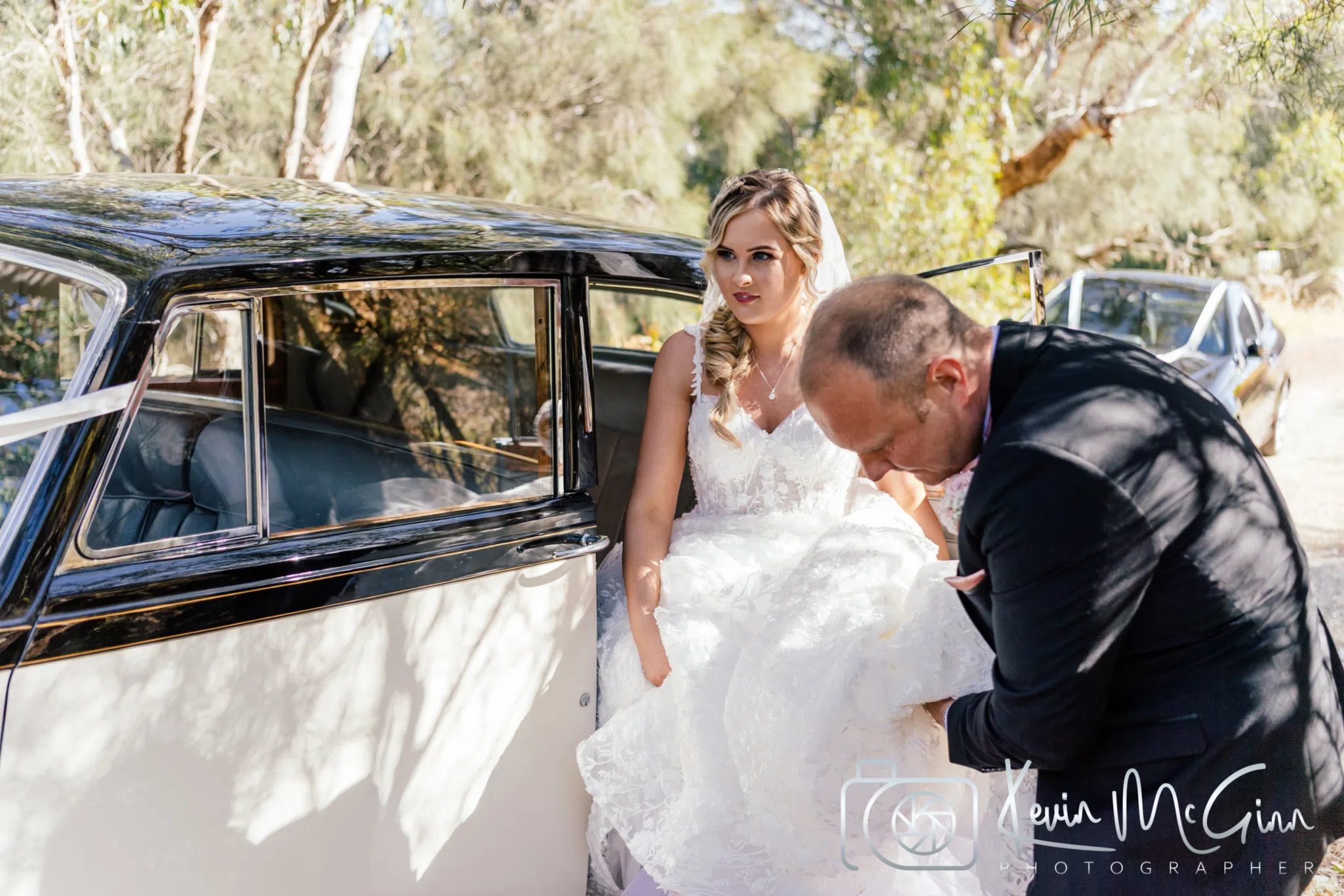 A wedding car with budget-friendly wedding car ribbon alternatives